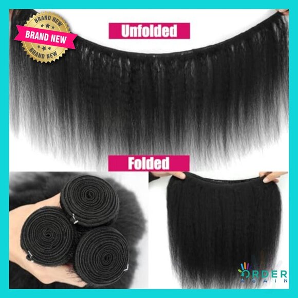 Kinky Straight Human Hair Extensions Brazilian Virgin Remy Yaki Straight Bundles